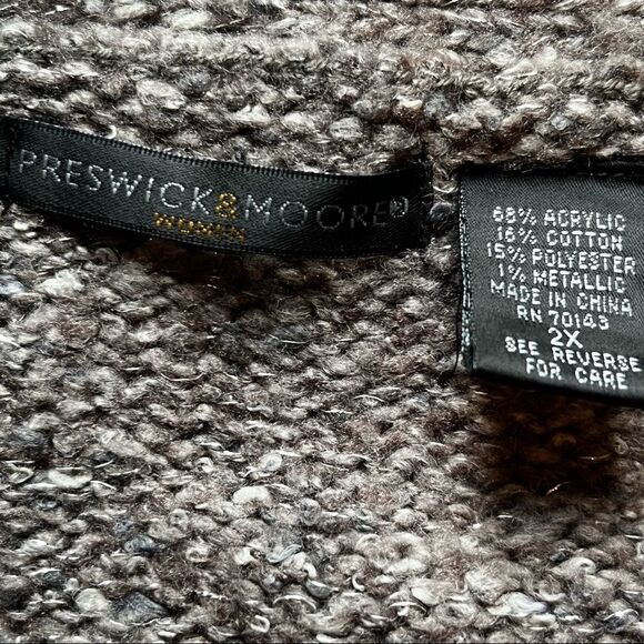 Preswick & Moore Cardigan Sweater 2X gray with metallic silver thread 3/4 sleeve - Picture 7 of 7